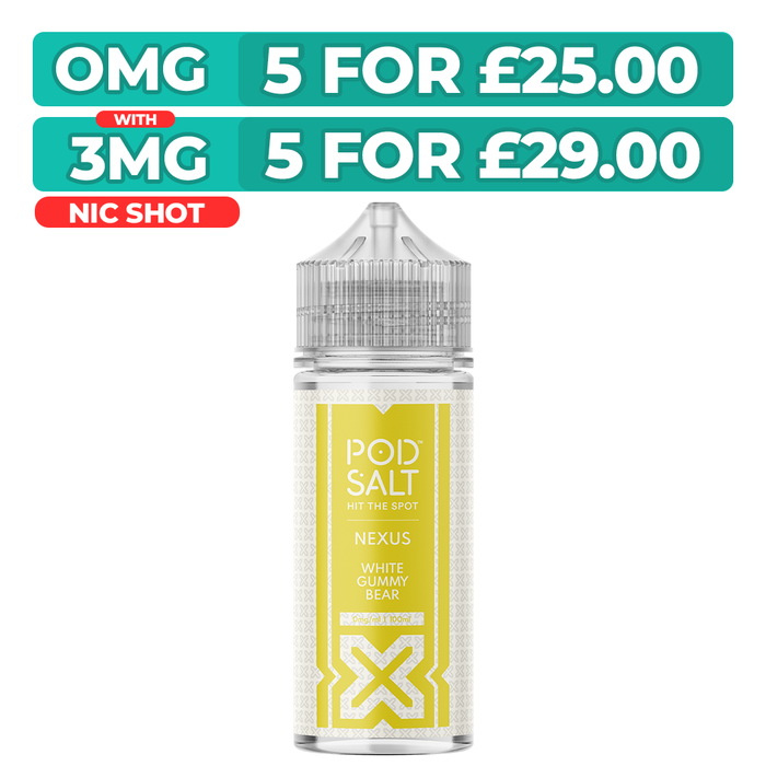 White Gummy Bear 100ml Shortfill E-Liquid By Pod Salt Nexus