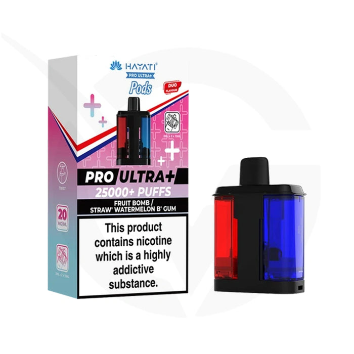 Fruit Bomb & Straw' Watermelon B'Gum Hayati Pro Ultra Plus 25000 Refill Pods