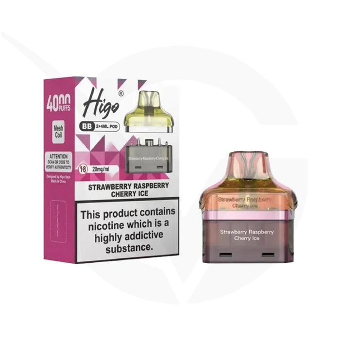 Higo BB 4000 Strawberry Raspberry Cherry Ice Refill Pods