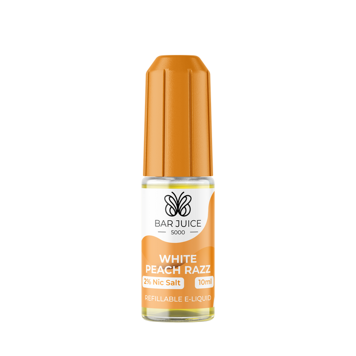 White Peach Razz 10ml Nic Salt E-Liquid By Bar Juice 5000