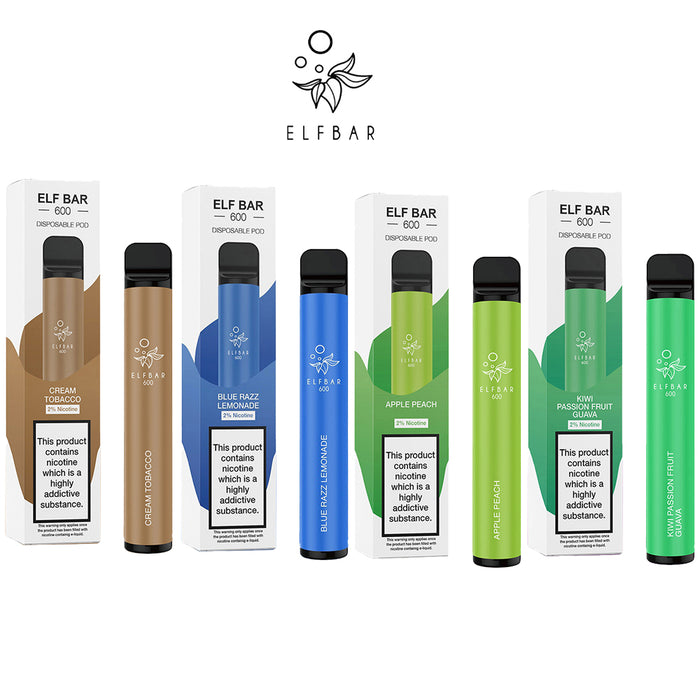 ELF Bar 600 Puffs Disposable Vape Pen - 20mg 2% Nic Salt Clearnace sale