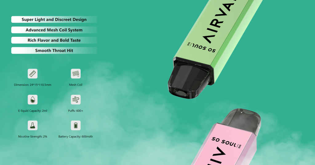 So Soul AIRVAPE Bar 600 Puff Disposable Vape Nic Salt 20mg